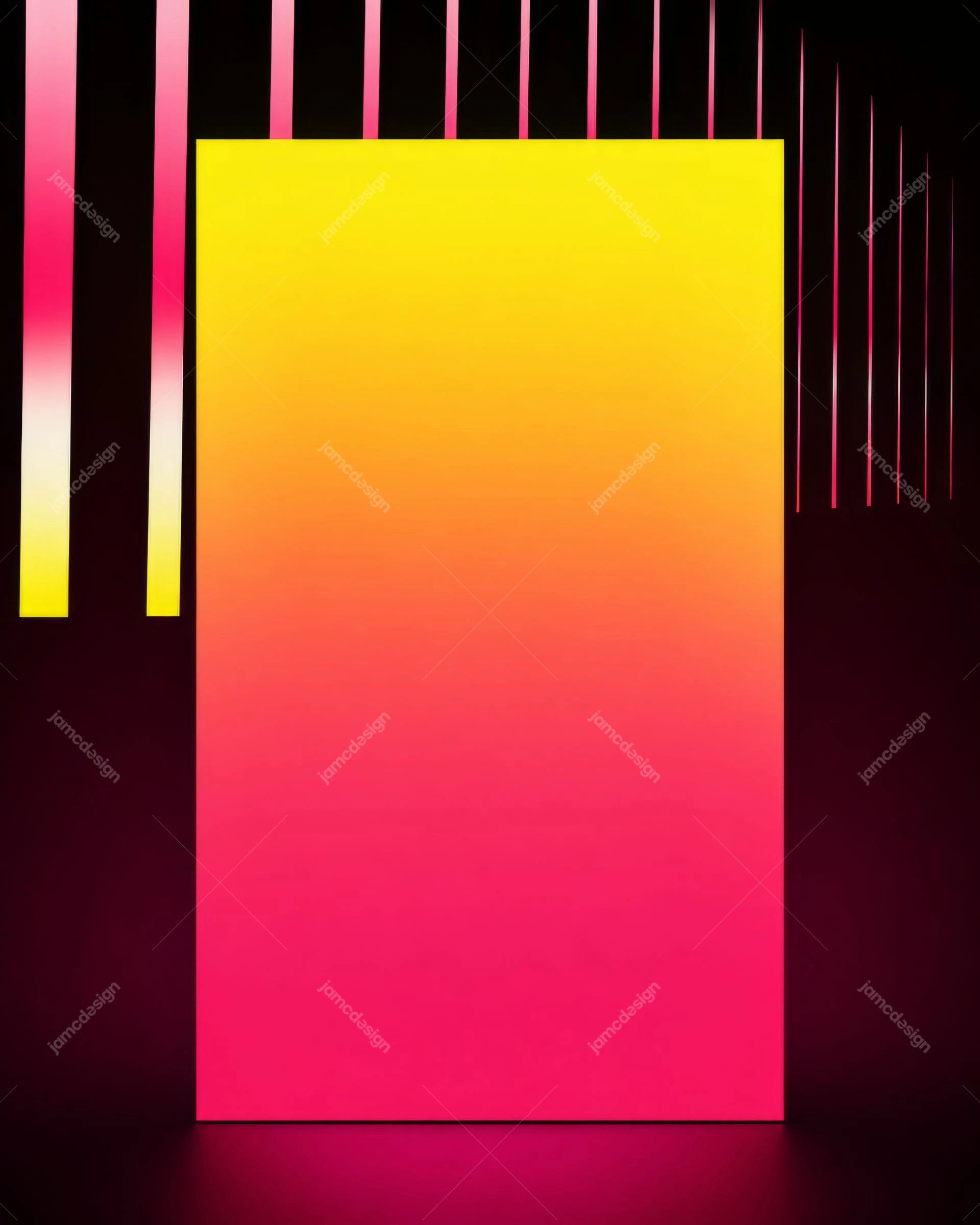 Neon Pink Gradient Club Flyer Background. Neon gradient JPG background featuring a glowing rectangular panel in yellow, orange and pink