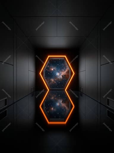 Orange Hexagonal Space Portal Background