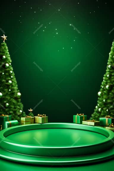 Green Christmas Background With Circular Stage PNG