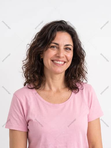 Portrait Of A Smiling Brunette With Curly Hair