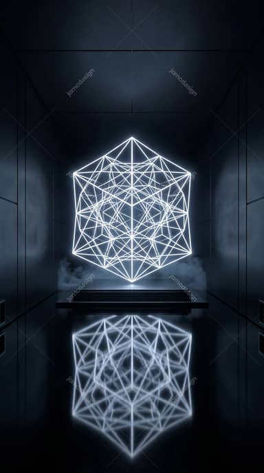 Glowing Geometric Wireframe Sculpture Background