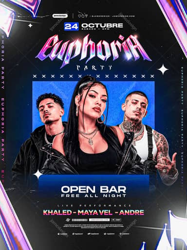 Euphoria Nightclub Party Flyer Template PSD