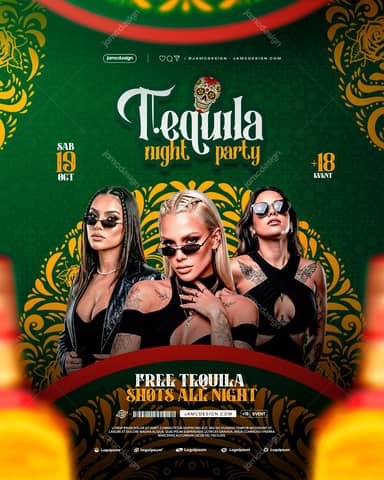 Tequila Night Party Flyer Template PSD
