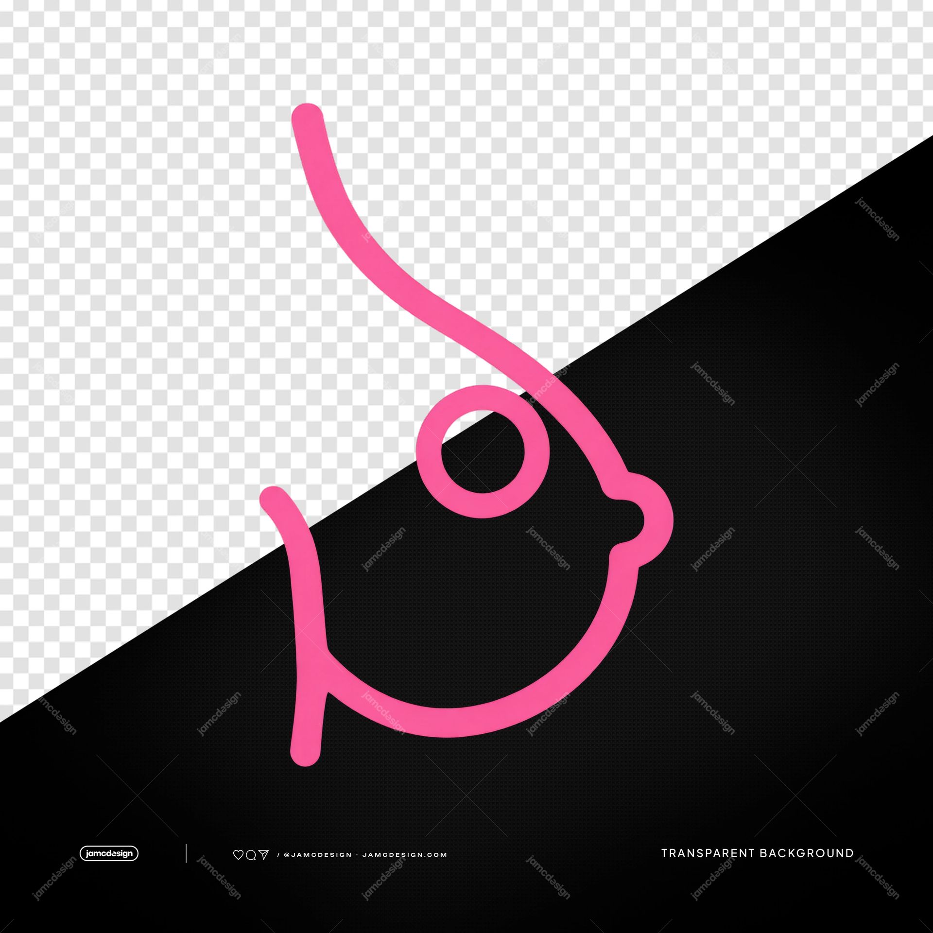 Pink Breast Health Line Art Icon PNG. This transparent PNG object features a breast health line art icon in bright pink, drawn with a clean minimal outline