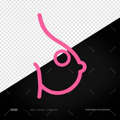 Pink Breast Health Line Art Icon PNG