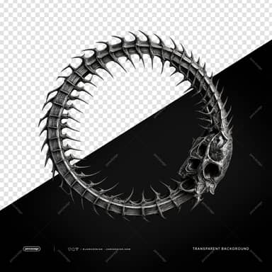 Bone And Thorn Ring With Skull PNG