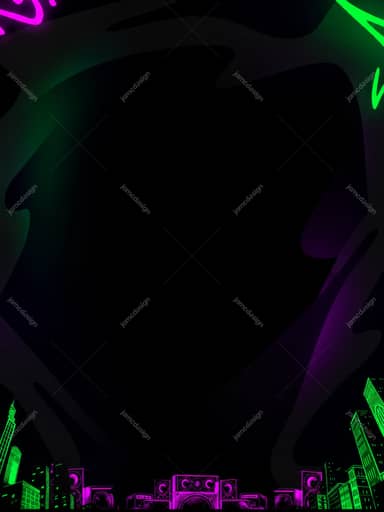 Neon City Skyline And Speakers Background