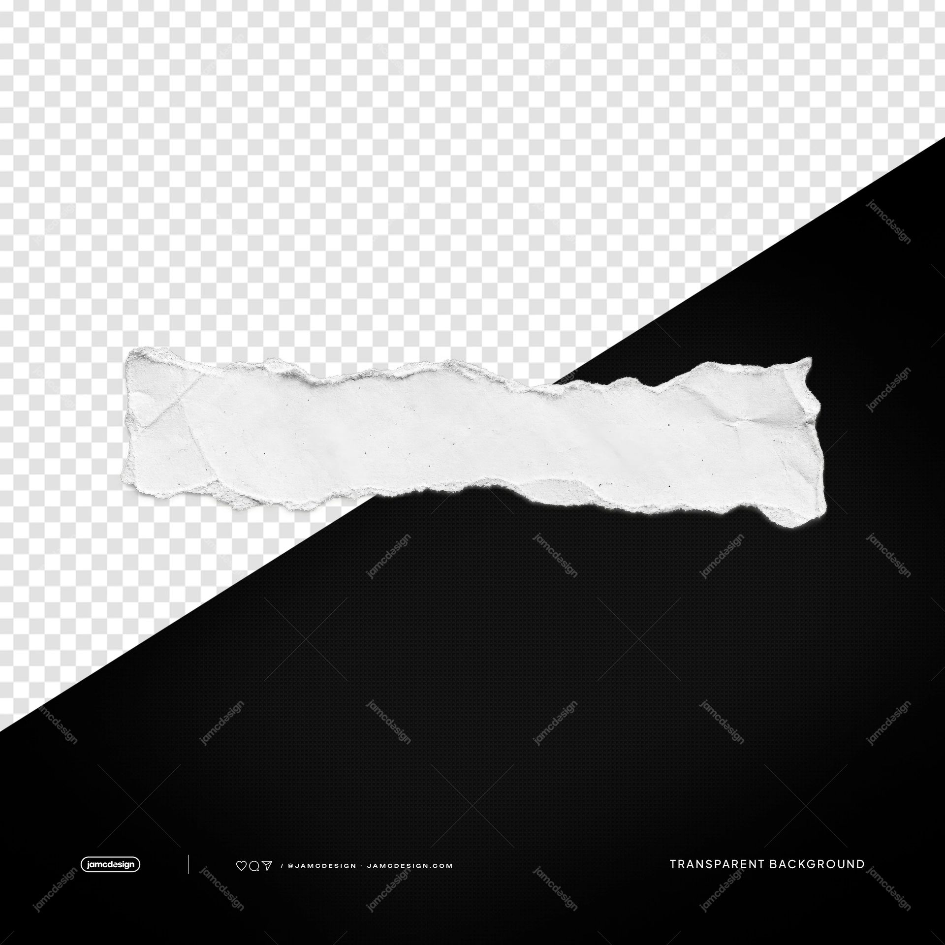 White Torn Paper Strip PNG Transparent. White torn paper strip supplied as a PNG transparent object, with irregular ripped edges