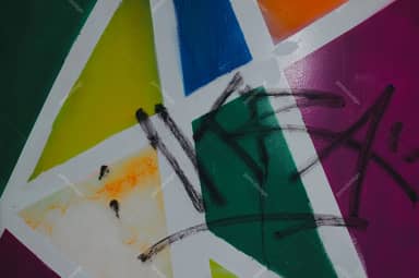 Abstract Color Block Texture With Black Brush Marks