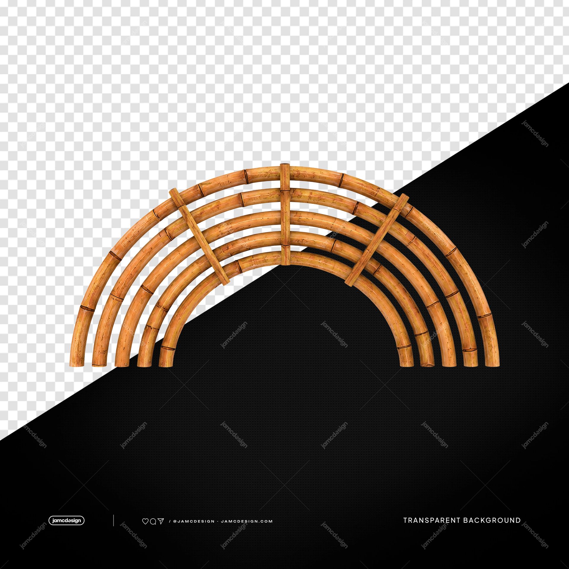 Round Woven Bamboo Wall Decor PNG Transparent Background. Curved woven bamboo wall decor supplied as a PNG cutout on a transparent background
