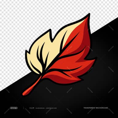 Red And Cream Autumn Leaf PNG