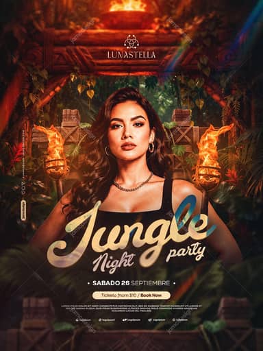 Jungle Night Party Flyer Template PSD