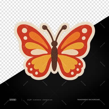 Retro Butterfly Fabric Patch PNG