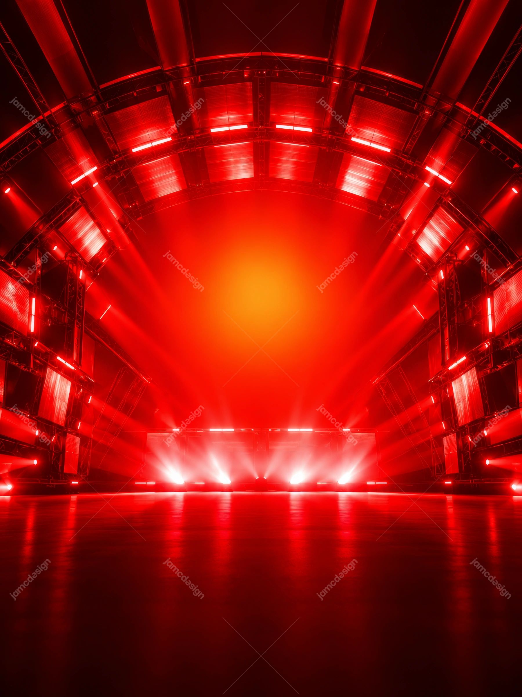 Fondo De Escenario Con Luces Rojas. Descarga este fondo PNG de una dramática escena de iluminación de escenario, con intensos haces rojos