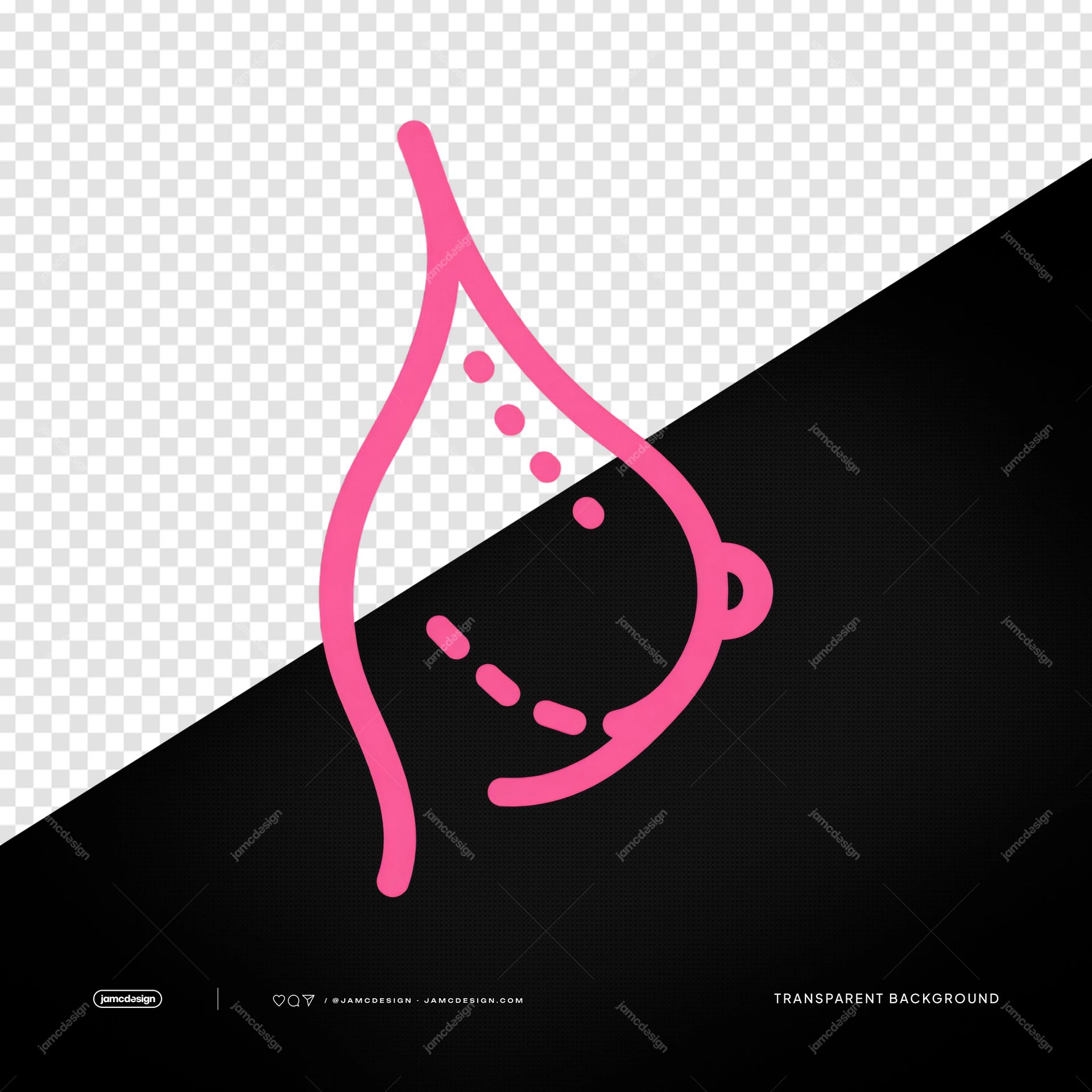 Pink Breast Self-Examination Icon PNG. This transparent PNG icon shows a pink line drawing of a breast with dotted marks suggesting a self examination