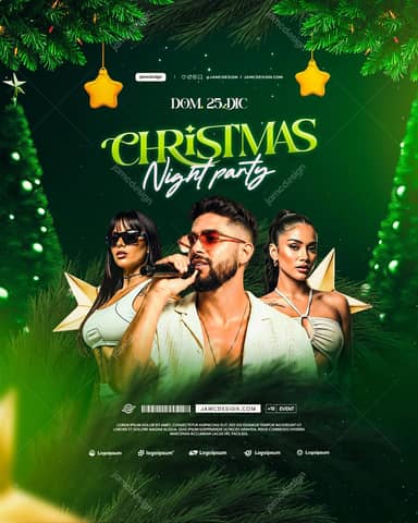Evergreen Christmas Party Flyer Template PSD