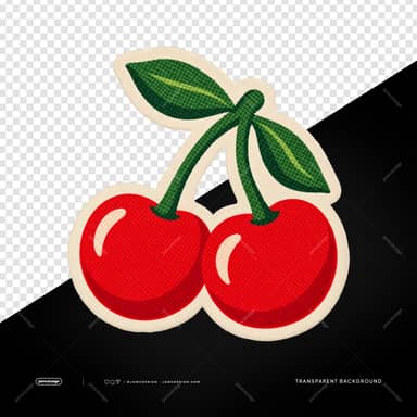 Two Red Cherries Embroidered Sticker PNG
