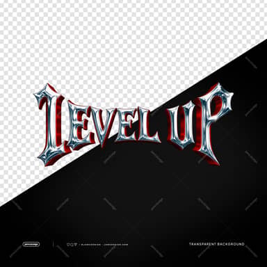 Level Up Ornate Gothic 3D Text PNG