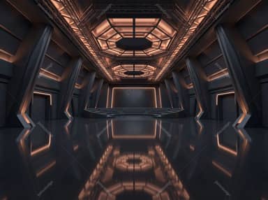 Dark Metallic Futuristic Corridor Background