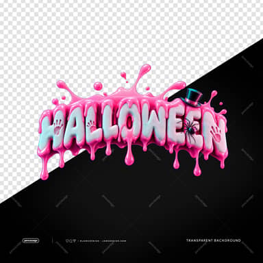 Pink 3D Halloween Title With Dripping Letters PNG