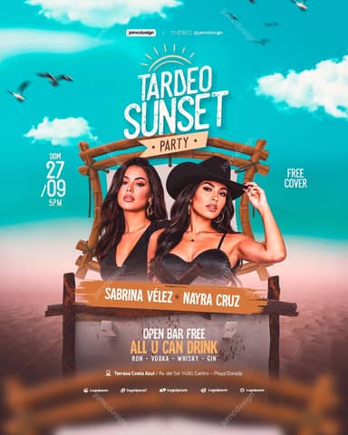 Tardeo Sunset Tropical Party Flyer Template PSD