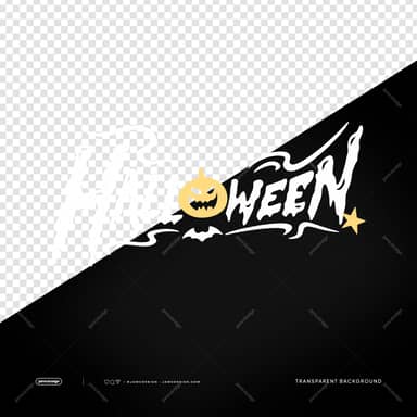 Spooky Halloween Word Art With Pumpkin And Star PNG