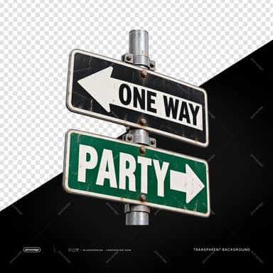 Weathered One Way Party Signs With Opposing Arrows PNG