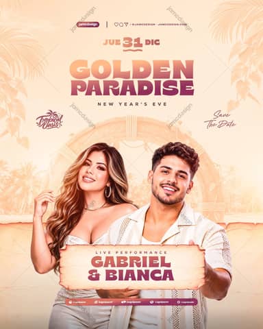 Tropical New Year’s Eve Party Flyer Template PSD