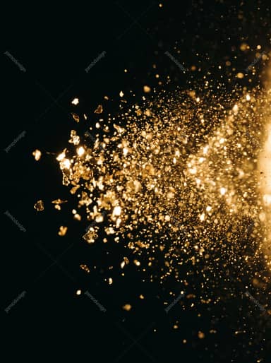 Golden Glitter Explosion Photo On Dark Background