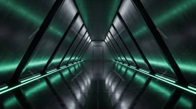 Futuristic Corridor With Reflective Floor Background