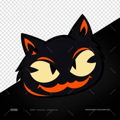 Halloween Cat Face With Orange Grin PNG