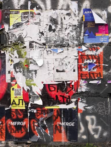 Urban Wall Texture With Overlapping Posters PNG