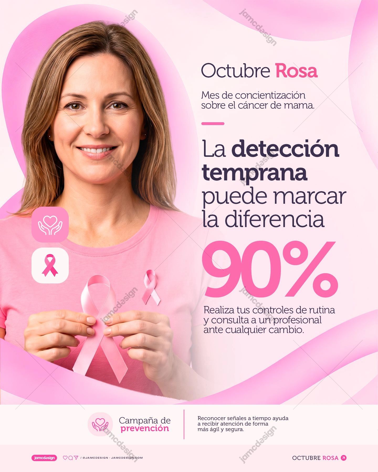 Early Breast Cancer Detection Flyer Template PSD. Download this editable PSD social media template for breast cancer awareness
