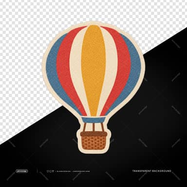 Vintage Hot Air Balloon Embroidered Patch PNG