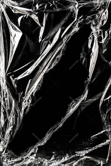 Glossy Crinkled Plastic Texture Against Black