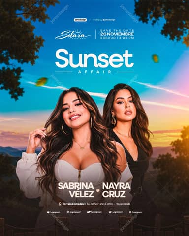 Sunset Affair Flyer Template With Sunset Sky PSD