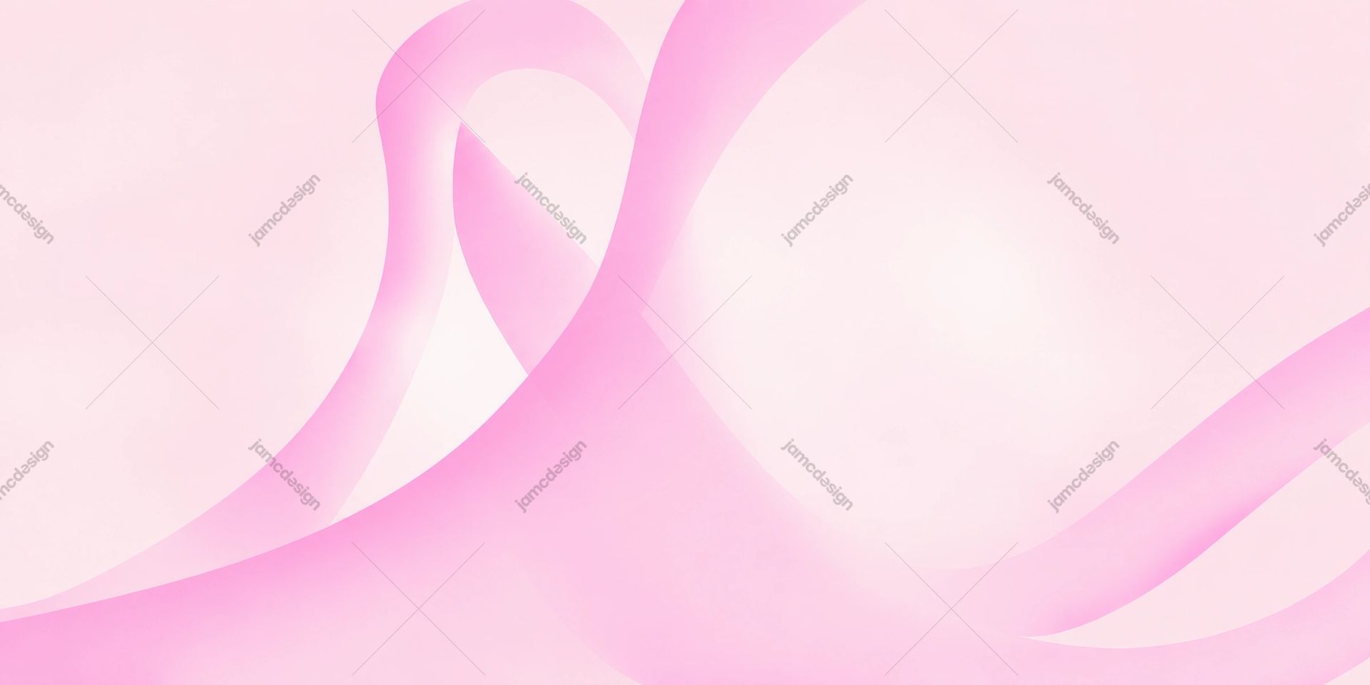 Intertwined Pink Awareness Ribbons Background PNG. This PNG background shows intertwined pink awareness ribbon loops sweeping across a soft pale pink and white