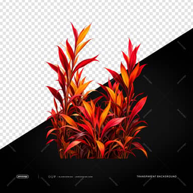 Dense Red And Orange Tropical Leaves PNG