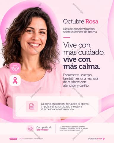 Pink October Breast Cancer Awareness Flyer Template PSD