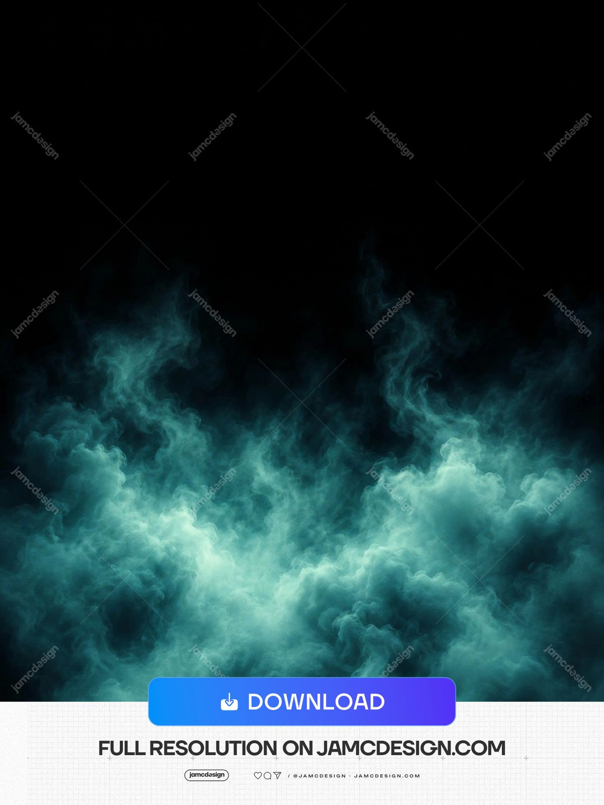 Cyan Smoke Cloud Texture Dark Background Vertical Teal Vapor. JPG overlay texture featuring dense cyan smoke clouds against a nearly black background — Additional preview