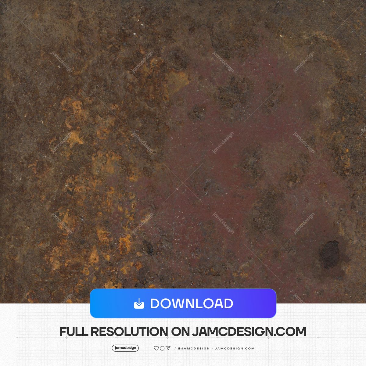 Grungy Rusted Metal Surface Texture. This JPG texture shows a mottled rusty metal surface in muted brown, charcoal and orange — Additional preview
