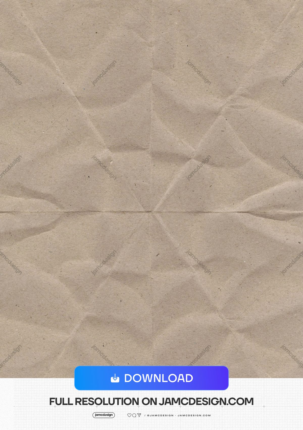 Beige Crumpled Paper Texture With Angular Creases. This JPG paper texture shows a beige, fibrous surface with fine speckles — Additional preview