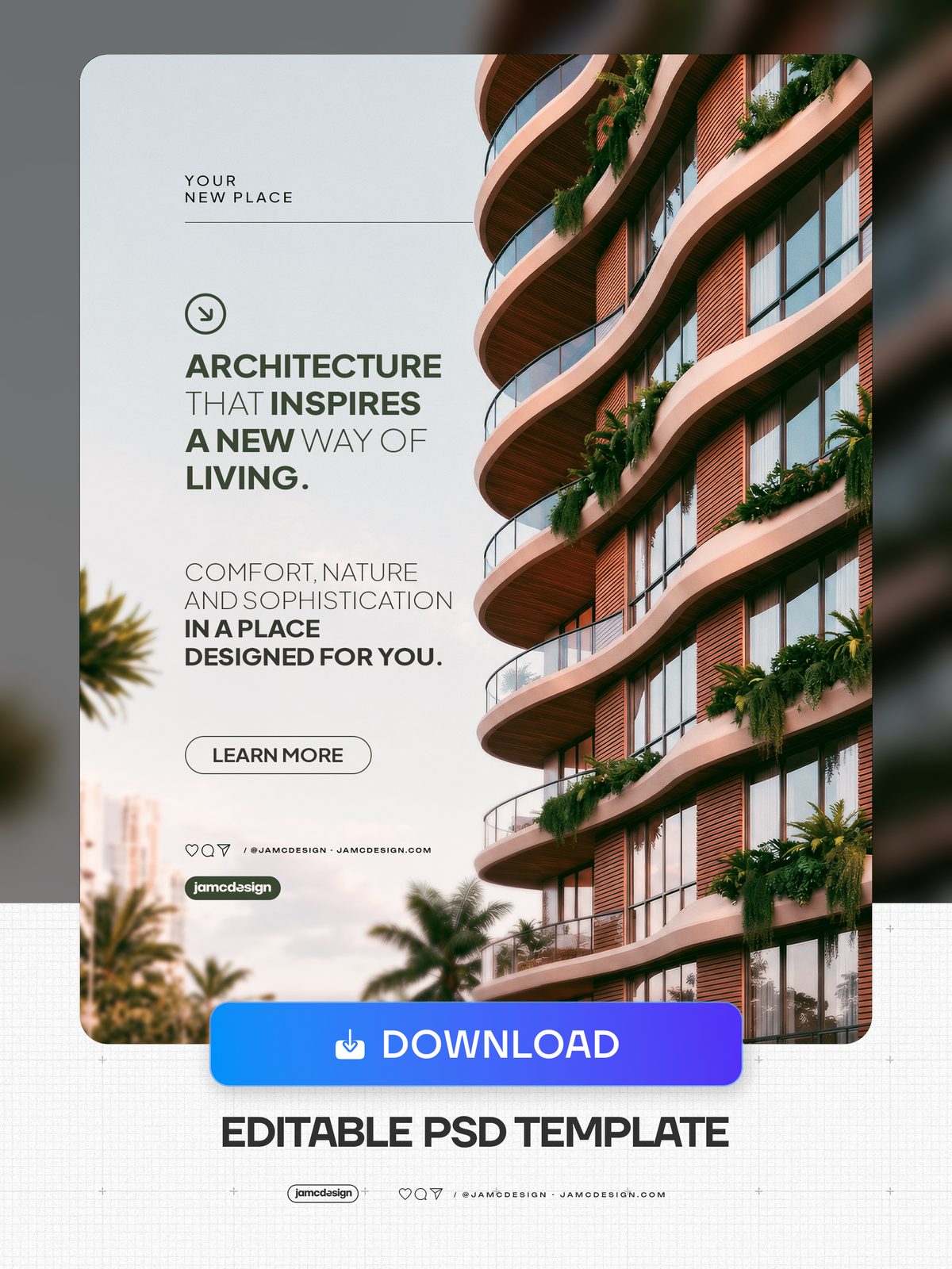 Luxury Apartment Real Estate Flyer Template PSD Editable. Editable PSD template for a luxury real estate social media flyer — Additional preview