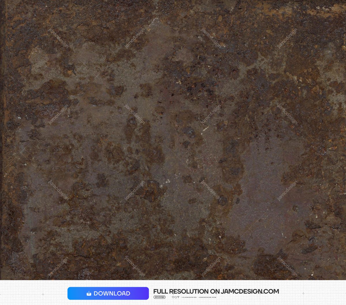 Rusty Mottled Metal Texture. This JPG texture shows a weathered metal surface with mottled rusty brown tones, uneven stains and a rough, pitted finish — Additional preview
