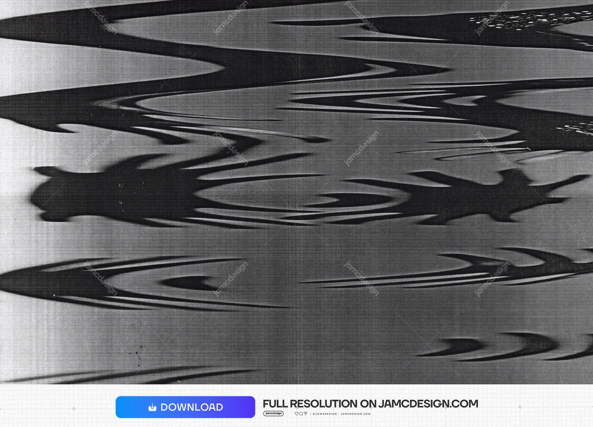 Fond Monochrome D’Ondes Déformées. Texture monochrome à distorsion ondulatoire au format JPG, avec des bandes liquides noires et grises — Aperçu supplémentaire
