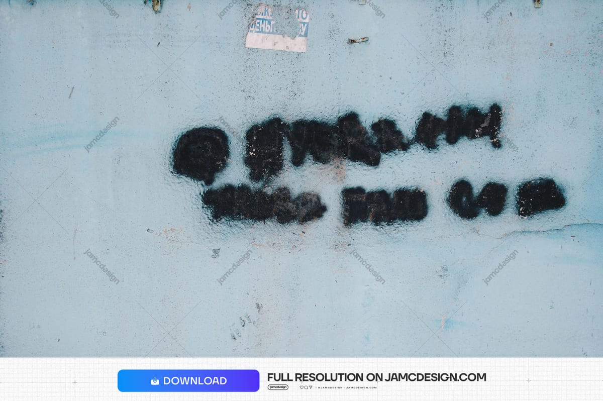 Pale Blue Wall Texture With Black Graffiti. This JPG texture shows black stencil graffiti across a pale blue, weathered wall — Additional preview