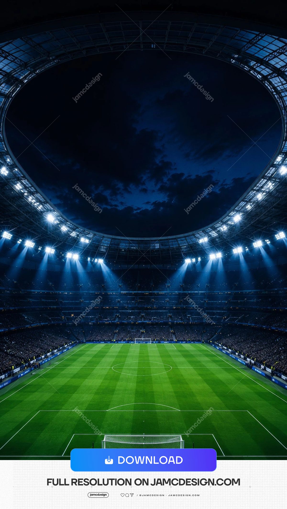 Night Football Stadium Floodlights Green Field Background. Photorealistic JPG background of a football stadium at night — Additional preview
