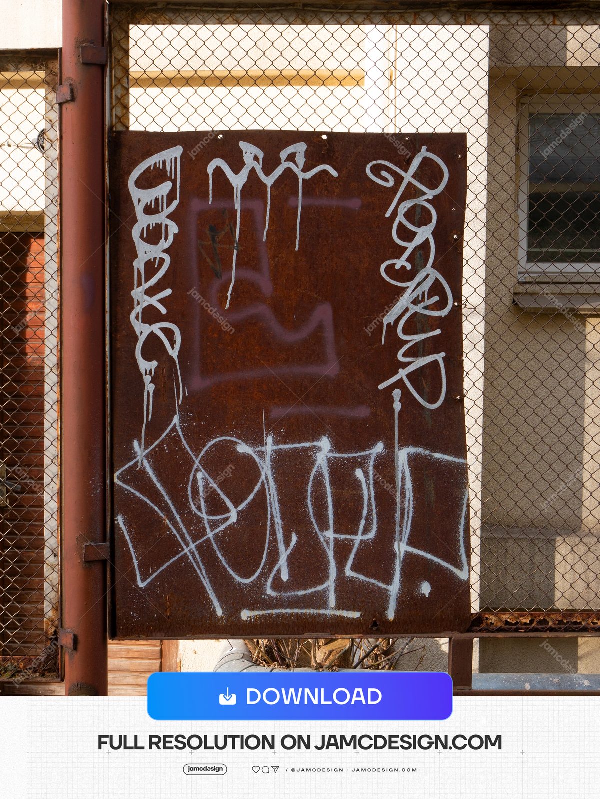 Rusty Signboard Graffiti Texture PNG. This PNG texture captures white graffiti across a weathered rust brown signboard — Additional preview