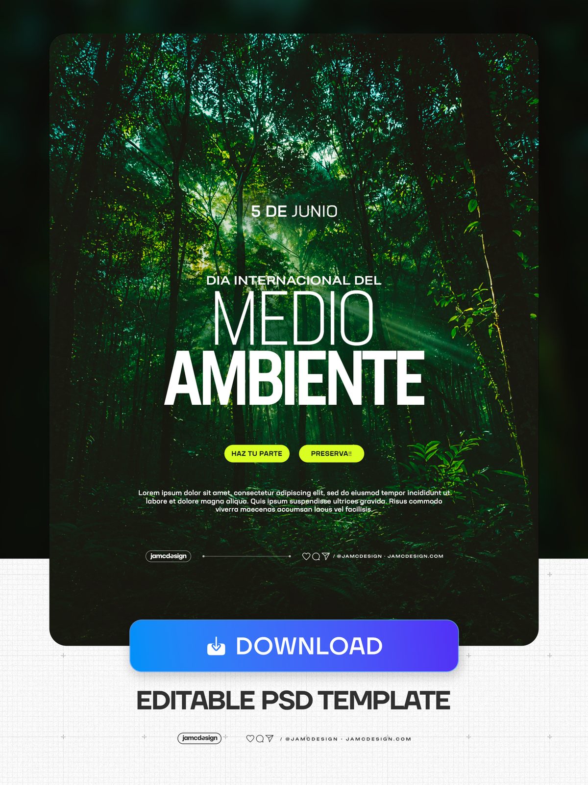 Dia Del Medio Ambiente Modèle De Flyer PSD Modifiable. Modèle PSD modifiable pour un flyer d'événement de la Journée de l'environnement — Aperçu supplémentaire