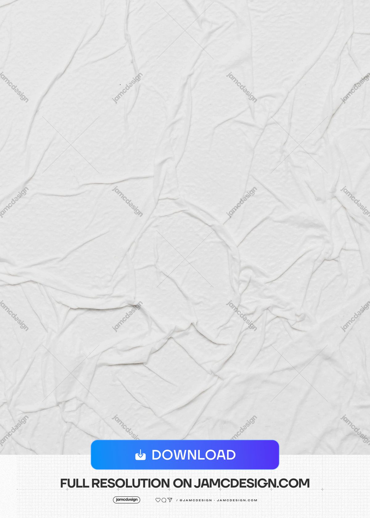 White Paper Texture With Broad Creases. This JPG texture shows softly lit white paper covered in broad overlapping creases and fine wrinkles — Additional preview